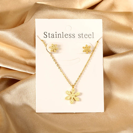 LUXUKISSKIDS Chic Elegant Heart Indian Fine Jewelry Sets Women Wedding Crown Steel Necklace And Earrings bijoux Bulk Wholesale