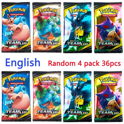 4 Pack Pokemon Cards Team up Sun Moon Thunder English Trading Card Game Evolutions Booster Collectible Kids Toys DESTINED RIVALS