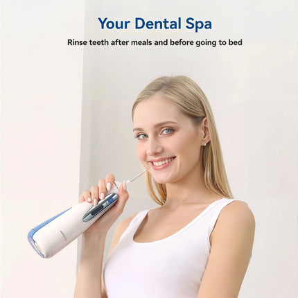 Waterpulse oral irrigator, dental floss irrigator, tooth cleaner 240ML, 3-speed adjustable, 2000mAh, 4 replacement nozzles