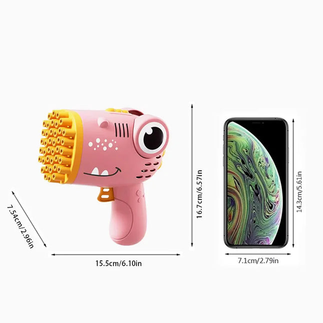 40-Hole Dinosaur Bubble Handheld Bubble Machine, Electric Bubble Gun Outdoor Wedding Party Toy (without Bubble Water)