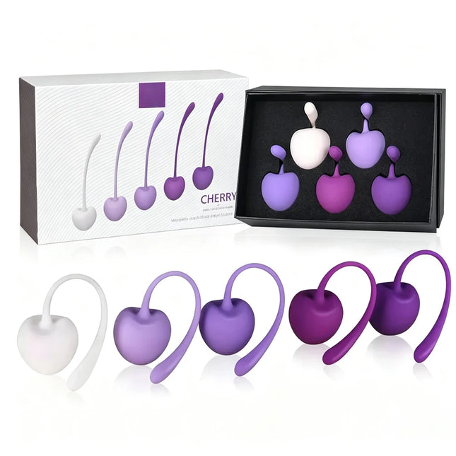 Silicone Cherry Ben Wa Weight Set of 5PCS Kegel Ball Vaginal Dumbbells Full Pussy Vagina Tighten Kegel Exercise Balls For Women