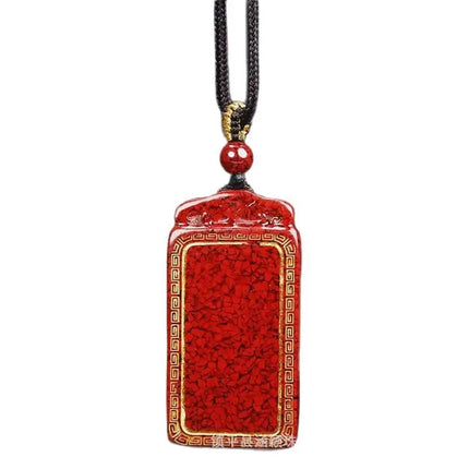 Crystal Sand Bronzing Ping An Buckle Pendant Natural Ore Cinnabar Gold-Plated Unbranded Ping An Pendant Good Lucky Charms