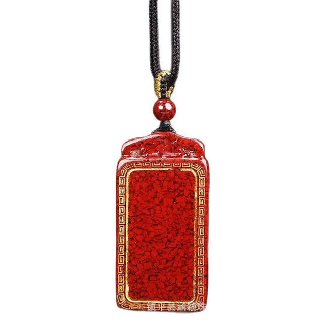 Crystal Sand Bronzing Ping An Buckle Pendant Natural Ore Cinnabar Gold-plated No-matter Brand Ping An Pendant Good Lucky Charms