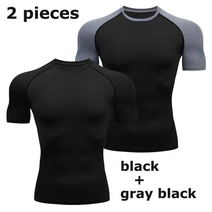 Men's Compression Shirts Summer Short Sleeves Tees T-shirt Gym Workout Fitness Running Tops Undershirts Baselayer Sportswear
