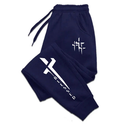 Blessed Cross Print Men's Sweatpants All Season Daily Casual Sports Fashion Jogging Pants Home Outdoor Comfort Soft Trousers