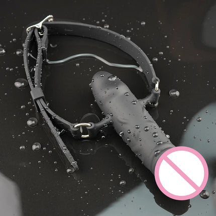 Double-Ended Dildo Deep Blowjob Sex Toy Gag Open Mouth Plug Leather Harness Lesbian Strapon Penis Butt Plug BDSM Erotic Bondage
