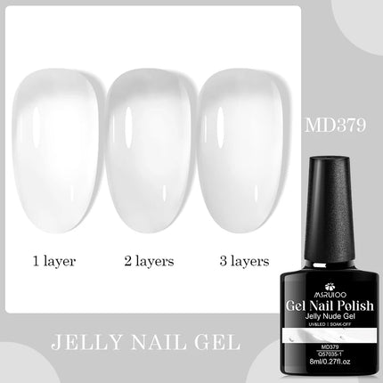 8ml Sheer Milky White Nail Gel Polish, Jelly Translucent Nail Lacquer for French Manicure Tips, Natural Looking, UV LED Cure