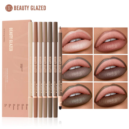 1pc Beauty Glazed Artist Velvet Lipliner Pencil With Sponge brush,Weightless Precise Liner with Super Soft Blendable Texture