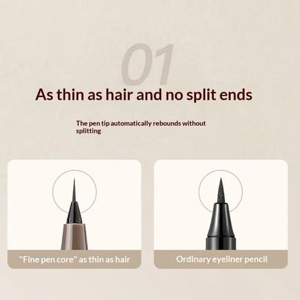 Liquid Eyeliner 0.01mm Super Slim Waterproof Silkworm Eyeliner Quick-drying Sweatproof Long Lasting No Smudging Eye Makeup