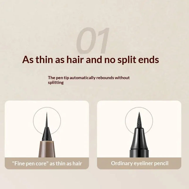 Liquid Eyeliner 0.01mm Super Slim Waterproof Silkworm Eyeliner Quick-drying Sweatproof Long Lasting No Smudging Eye Makeup