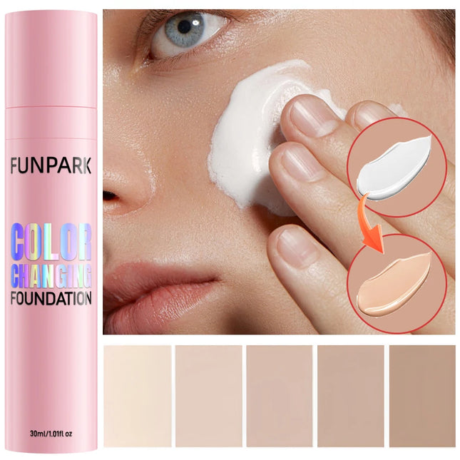 30ml Color Changing Foundation Waterproof Hydrating Transfer-proof Skin Tone Adjust Brightening Korean Makeup Gifts Lightweight