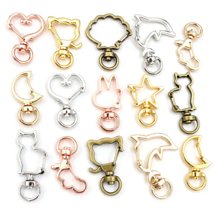 10pcs Cat Heart Snap Hook Trigger Clips Buckles For Keychain Lobster Lobster Clasp Hooks for Key Ring Clasp Jewelry Supplies
