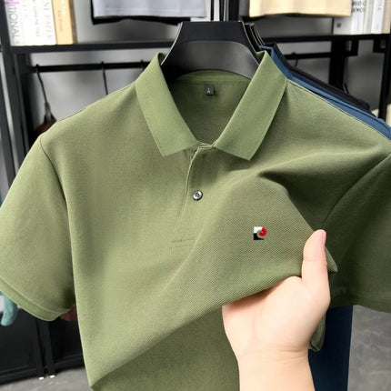 100% cotton high-quality brand short-sleeve polo shirt for men, new trend, embroidered, summer breathable, comfortable, casual lapel T-shirt