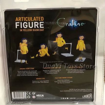 NECA Anime Coraline Doll Articulated Anime Figure Raincoat Sweater In Striped Shirt Toy LA Girl Decoration Model Bithday Gifts