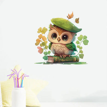 M417 Cute Cartoon lucky owl Wall Sticker Children's Room Decoration toilet Refrigerator Home Decals Sticker