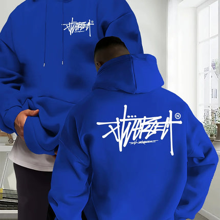 Graffiti Letter Hoodie Men Women Outdoor Street Hip-hop Vacation Fitness Loose Sport Couple Autumn Winter Long-sleeve Sweatshirt