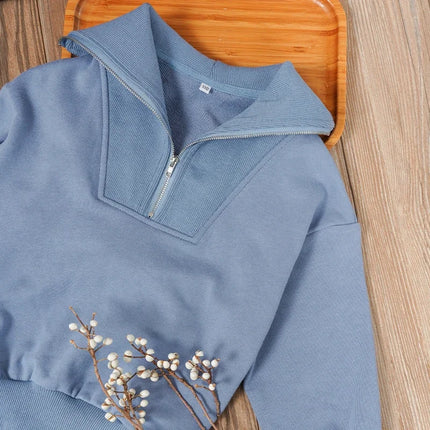 Autumn New Children's Cotton Half-Zipper Sweatshirt 2026 Fashion Streetwear Boys And Girls Lapel Long-Sleeved Pullover Sweaters