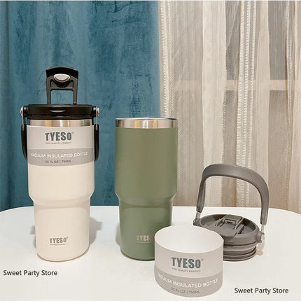 Tyeso 600/750/900/1050/1200ML Stainless Steel Thermos Bottle Car Coffee Cup Sports Water Bottles Keeps Cold and Heat Thermal Mug