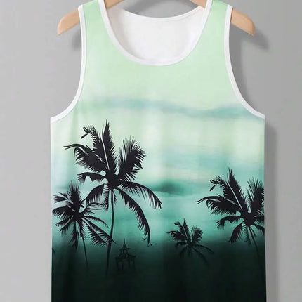 Summer Daily Casual Men's Sleeveless T-shirt Hawaiian Men's Tank Top Outdoor Beach Men's Tank Top Street Fashion Men's Tank Top