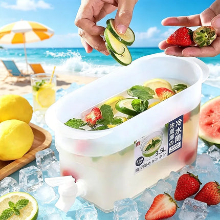 3.5L Large Cold Water Container with Tap, Household Water Jug, Summer Iced Drink Fruit Tea Dispenser for Outdoor Events