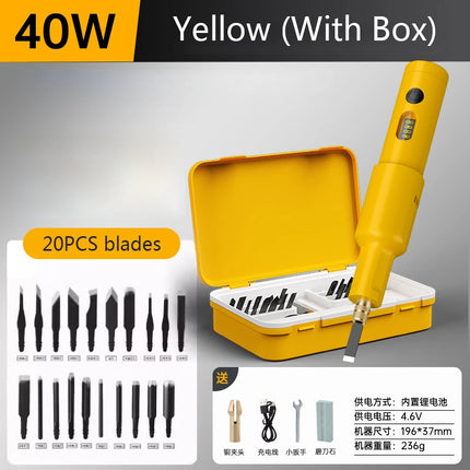 40W New Electric Carving Knife Set Furniture Carpentry Root Carving Knife Tool Sculpture Carpenter Chisel Wood With 20PCS Blade