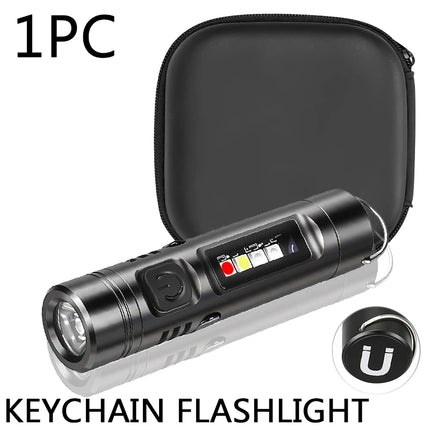Rechargeable Mini Flashlight Aluminum Alloy Keychain Flashlight Super Bright Emergency Red Blue Floodlight Magnet Work Light