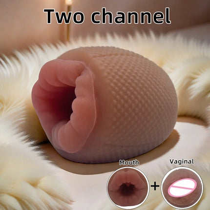 Double Chanal Male Masturbator Cup Realistic Vagina Pocket Pussy mouth Vaginal for Men Sex Toys for Men Sex Products Shop