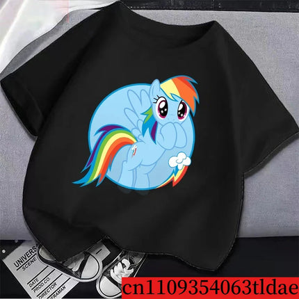 My Little Ponys Kid T-Shirt Cute Anime Twilights Sparkles Rainbow Dashs Girl Tees Shirt Short Sleeve Tops Clothing Birthday Gift