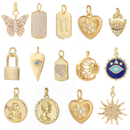 Heart Eye Star Charms for Jewelry Making Supplies Gold Color Angel Evil Blue Eye Pendant Design Diy Charms for Earrings Necklace