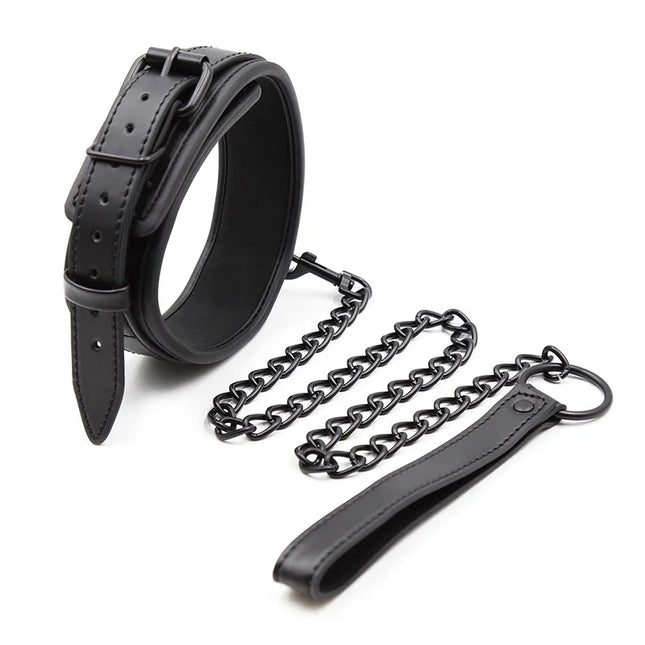 Leather PU BDSM Bondage Kit Set Handcuffs Ankle Cuffs Collar with Leash Restraint Adult Sex Toys for Women Adult Games 18+