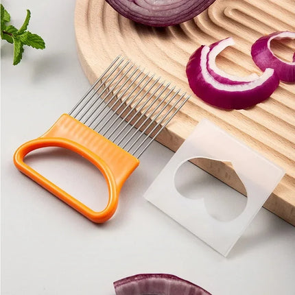 1/2/3/4pcs Effortlessly Slice Onions with this 1pc Colorful Onion Slicer Kitchen stainless steel potato chip onion holder