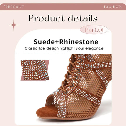 SWDZM Women Dance Boots Full Rhinestone Jazz Latin Dance Shoes Shining Dancing Boots Sexy Thin Heels Women Ladies Dancing Shoes