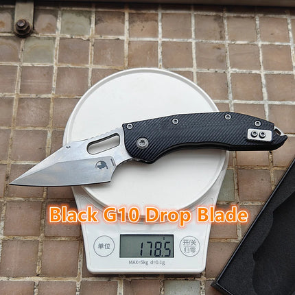 JUFULE 2025 Manual Stitch Textured G10 Handle Deep Carry Clip Mark M390MK Blade Hunting Fish EDC Tool Folding Camp Pocket Knife