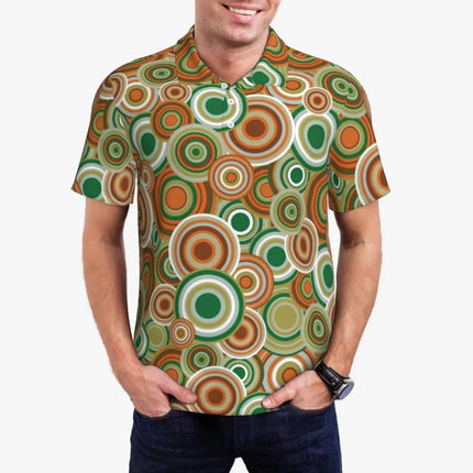 Vintage 70s Circles Casual Polo Shirts Psychedelic Pattern T-Shirts Short Sleeve Shirt Daily Fashion Tops Gift Clothing