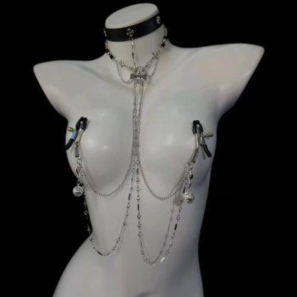 Detachable Collar Bell Nipple Clamps BDSM Punishment Nipple Ring Body Chain Combination Sexual Emotional Accessories Sex Toys