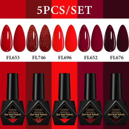 5pcs Coffee Brown Red Gel Nail Polish Set HEMA TPO FREE Semi Permanent Soak Off UV Gel Varnish Nail Supplies Manicure For Nails