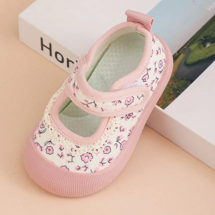 Girls' Princess Shoes 2025 Spring and Autumn New Children's Canvas Shoes Fresh Style Baby Girl Velcro Walking Shoes