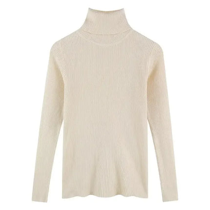 Korean High Collar Knitted Long Sleeve Base Shirt Pure Color Slimming Versatile Underwear Elegant Inner Long Top Women's Fashion