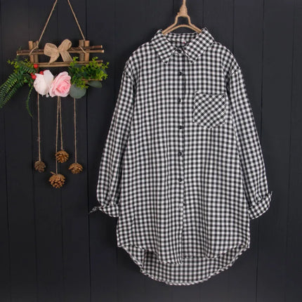 women's mid-length spring and autumn thin jacket loose casual lazy style fashionable top large size long-sleeved shirt