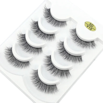HBZGTLAD 4pairs mink lashes natural long invisible thin band fake lashes transparent terrier soft eyelashes extension Beauty