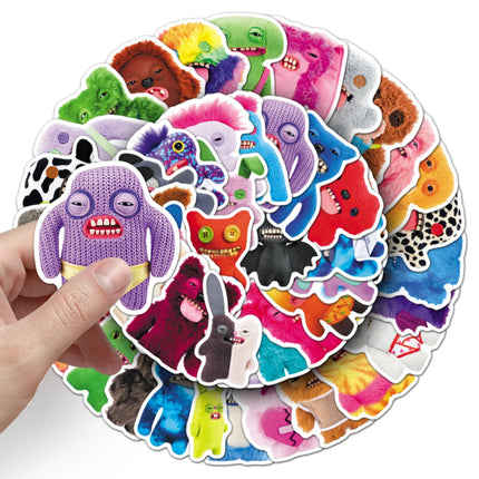 50 Cute and Fun Fugglers Monster Stickers, Suitable for Water Bottles, Phones, Computers, Notebooks, Stationery, Luggage, DIY Decoration Stickers, Creative Gifts, Birthday Gifts, Tooth Monster Waterproof Decorative Stickers f