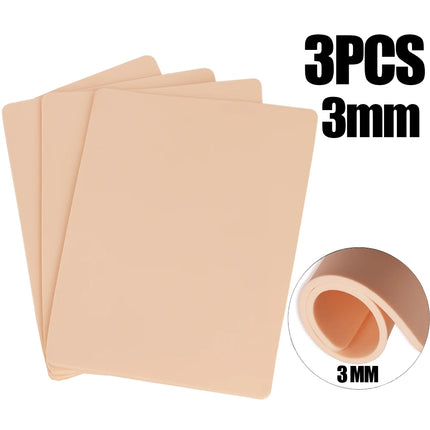 Silicone Tattoo Practice Skin 1/2/3mm Thick Double Side Tattoo Fake Skin Synthetic Leather Permanent Makeup Tattoo Skin
