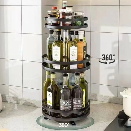 360 Rotation Spice Rack Multi-Layer Spices Cans Seasonings Storage Tray Multifunctional Bathroom Storage Rack Kitchen Organizer