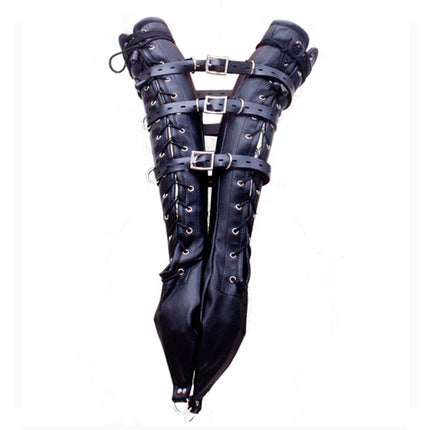 Arm Binder Glove Sleeves,Behind Back Bondage Armbinder,BDSM Leather Handcuffs Straight Jacket,Sex Toys For Couples