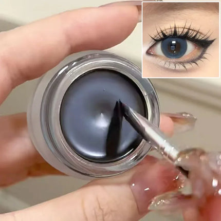 Black Brown Eyeliner Cream with Makeup Brushes Waterproof Lasting Matte Non Smudging Eye Liner Eyebrow Dual Purpose Cosmetics