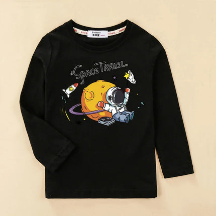 Baby Boys Astronaut Tops Fall Summer Cotton Clothing Kids Cartoon Spaceman T-shirt Children Casual Tees 3-14T