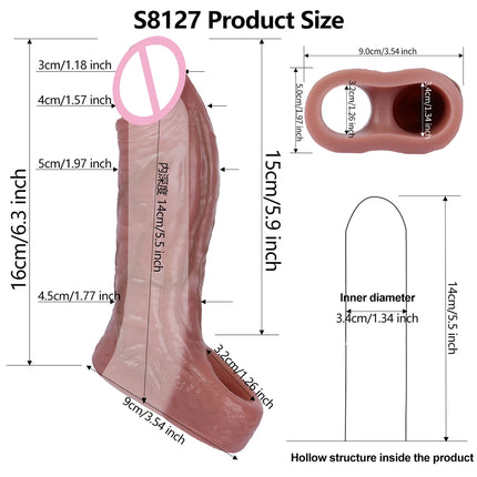 ORALSX Remote Control Vibration Penis Extension Cock Sleeve Silicone Reusable Condom For Men Sex Toys Penis Enlargement Adult 18