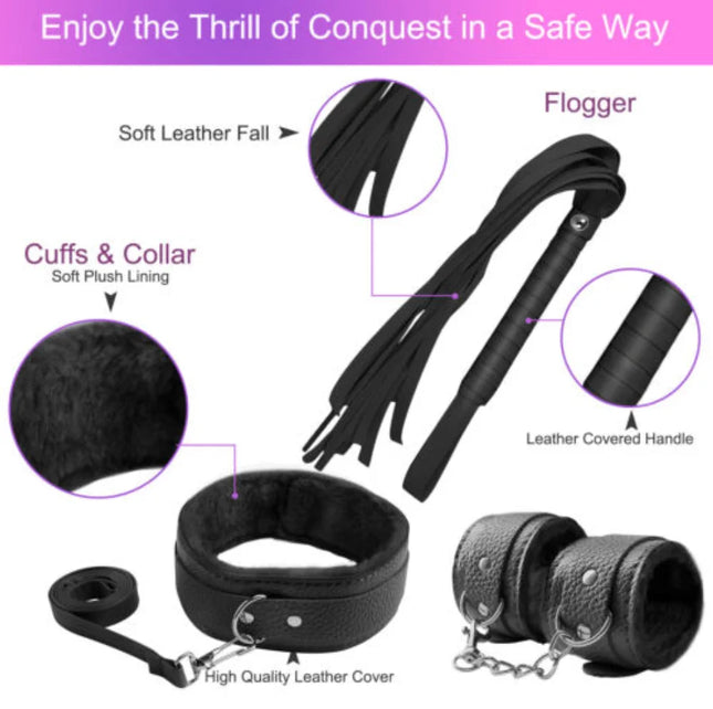 10Pcs Restraints Set Leather BDSM Kit Body Harness Cuffs Bondage Straps Handcuffs Games Adult Sex Toys for Couple