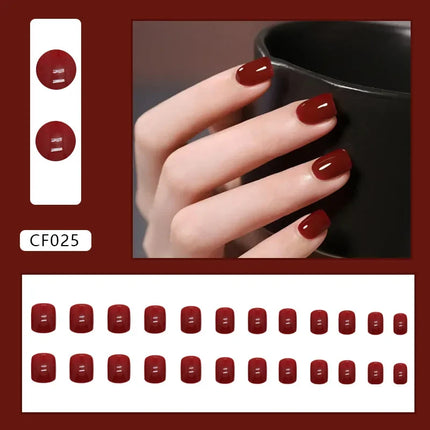 Cool Ash 24 Pcs Press on Nails Pink Nail polish Glossy Artificial Finger Manicure Reusable False Nails for Women