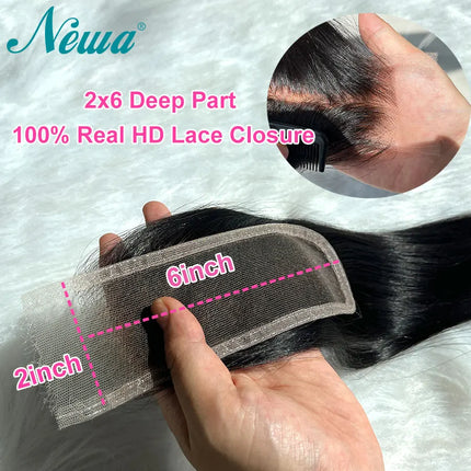 Kim k 2x6 HD Lace Closure 6inch Deep Part Human Raw Hair Real HD Closures Skin Melt Middle Part 2X6 HD Lace Closures Pre Plucked